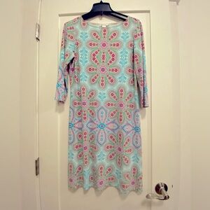 Pink and blue floral shift dress, size 10P